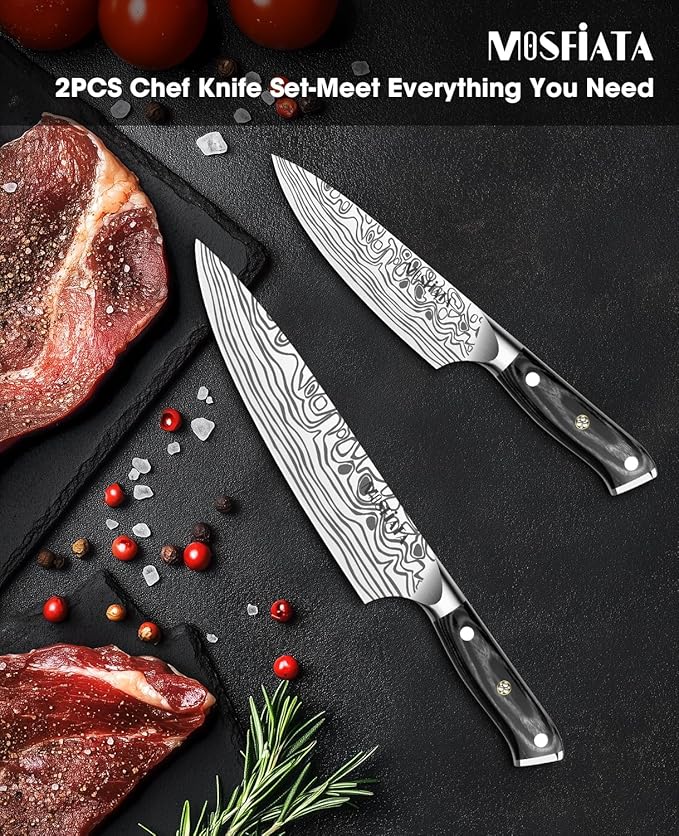 MOSFiATA 2Pcs Chef Knife Set, Sharp Kitchen Knife High Carbon German EN1.4116 - Image 5