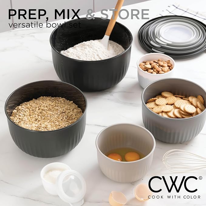 COOK WITH COLOR Prep Bowls with Lids- Wide and Deep Nesting Plastic Small - Image 2
