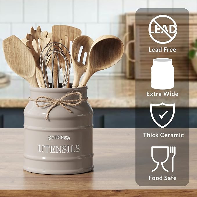 Barnyard Designs Ceramic Farmhouse Utensil Holder - Image 3