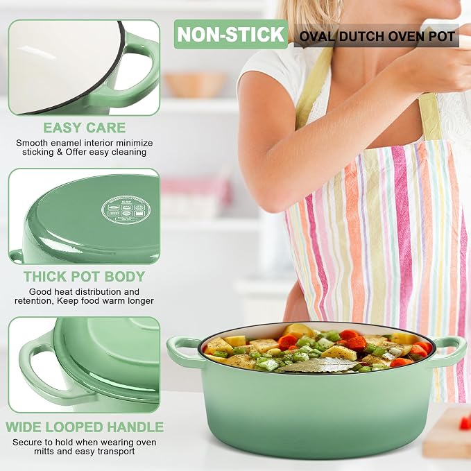 E-far 7QT Oval Dutch Oven Pot - Image 3