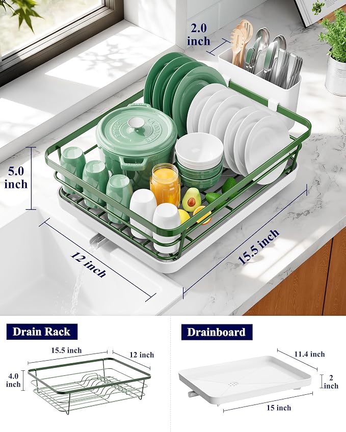 Kitsure Dish Drying Rack for Kitchen Counter, Stainless Steel Sink Organization - Image 2