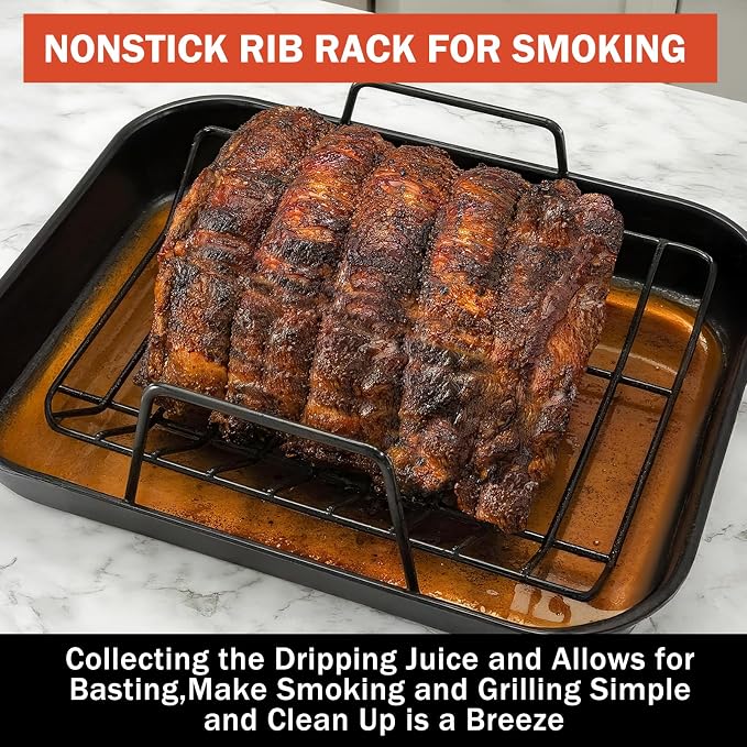 Roasting Rack for Turkey, Non-Stick Safe Coating Heavy-duty Turkey Rack for - Image 3
