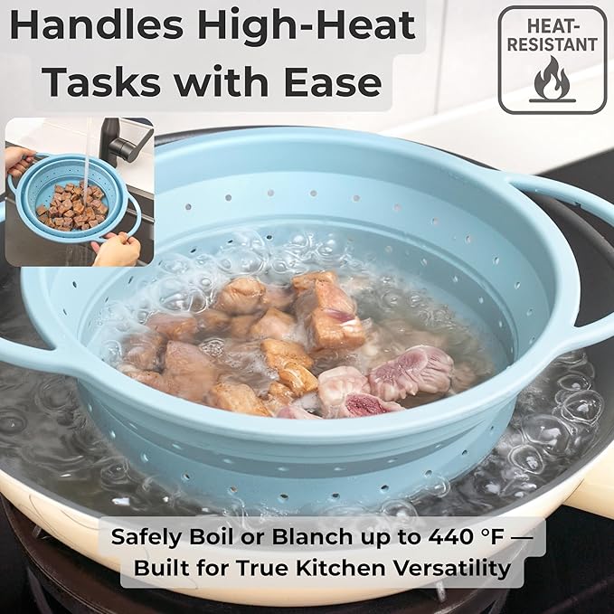 Silicone Colander Set – Collapsible Platinum Silicone Strainer - Image 3