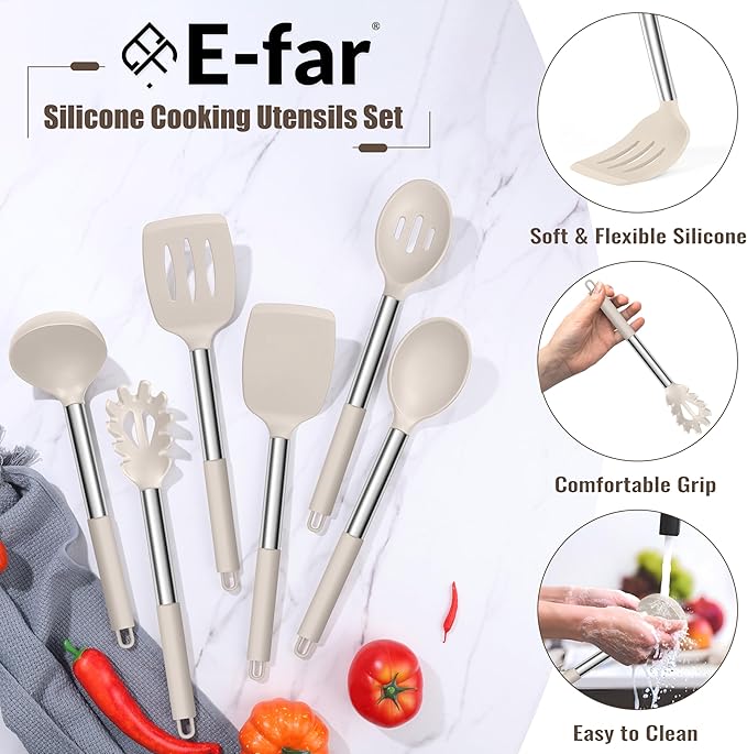 E-far 14 Pieces Silicone Cooking Utensils Set, Kitchen Utensils Set - Image 4