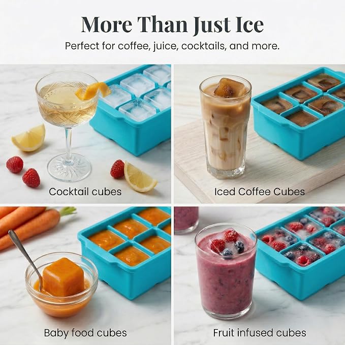 KitchFort Large Silicone Ice Cube Tray, Easy Release 2" Big Ice Cubes - Image 7