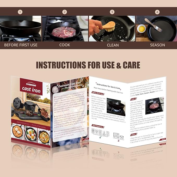 Overmont 2-in-1 Cast Iron Dutch Oven - 5QT Pre-Seasoned All-in-One Casserole - Image 5