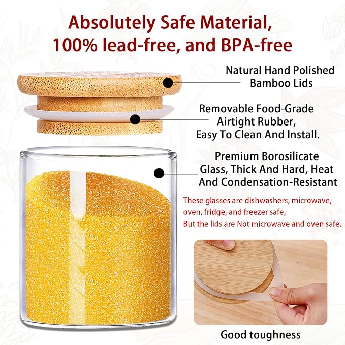 SLifeJars - Glass Jars with Bamboo Lids 16 oz, Bamboo Lid Jar - Image 4