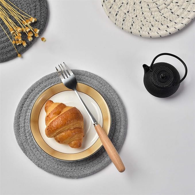 Potholders Set Trivets Set 100% Pure Cotton Thread Weave Hot Pot Holders Set - Image 6