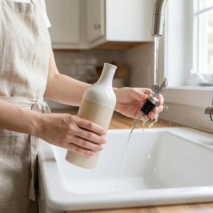 Olive Oil Dispenser Bottle for Kitchen, 23 Oz Ceramic Oil Dispenser - Image 6
