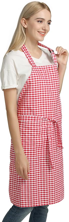 Vintage Gingham Kitchen Aprons Chef Bib Canvas Aprons Christmas Holiday Home - Image 6
