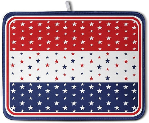 4th of July Dish Drying Mat for Kitchen Counter Patriotic Red White Blue Stars by Kwlegh