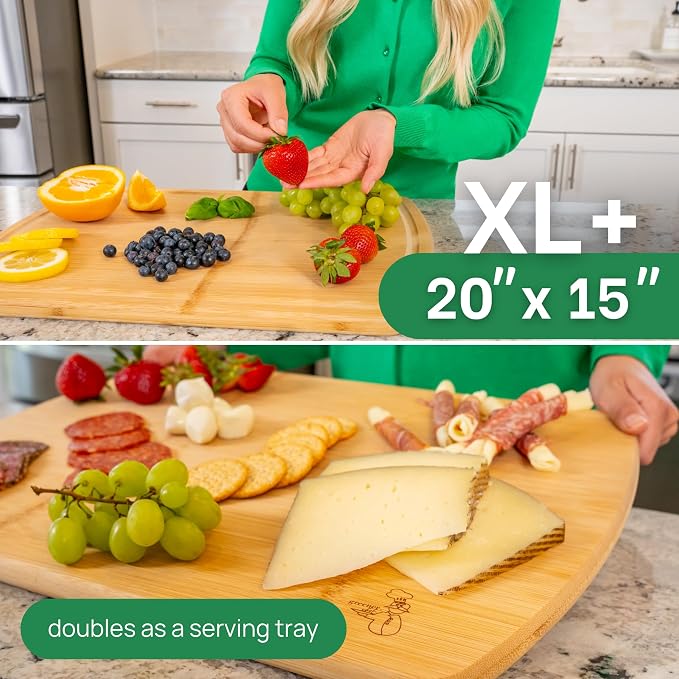 Greener Chef 20 Inch Bamboo Cutting Board Featuring Super-Sized Glue-Free - Image 4