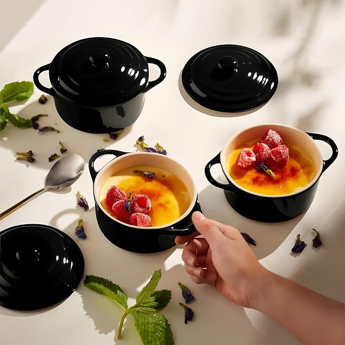 Kook Ceramic Mini Cocotte Set, Small Casserole Dishes - Image 2