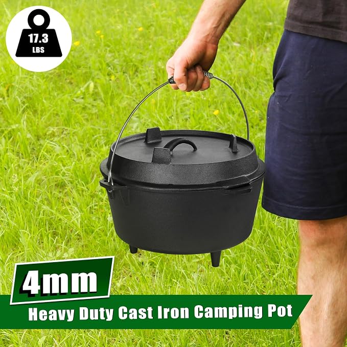 5QT Cast Iron Dutch Oven with Stainless Steel Scrubber, HaSteeL 2-In-1 - Image 6