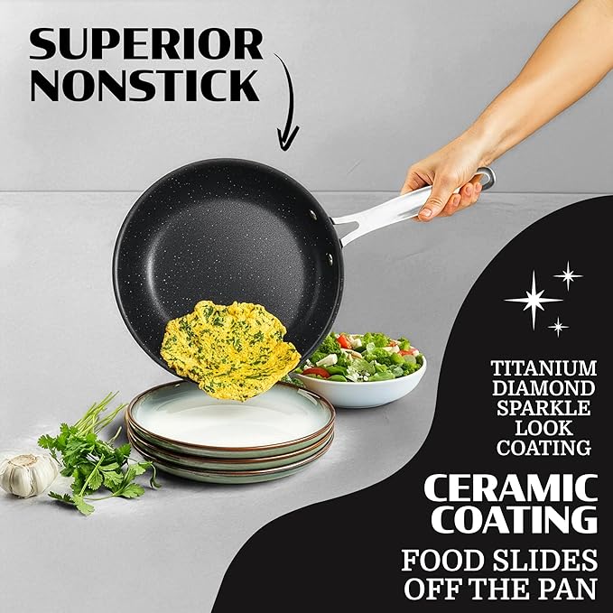 Granitestone Ceraluxe 20 Pc Ceramic Cookware Set Nonstick, Complete Pots and - Image 4
