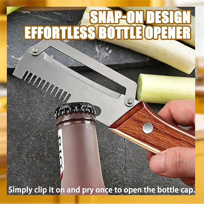 2 Pack MultiFunctional Vegetable Peeler, 3 in 1 Multi Functional Wooden Handle - Image 3