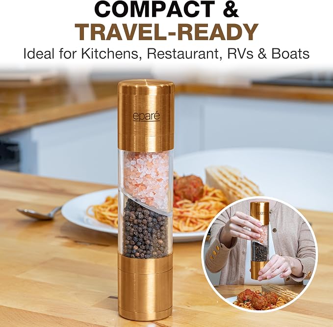 Eparé 2 in 1 Gold Salt and Pepper Grinder Combo - Image 3