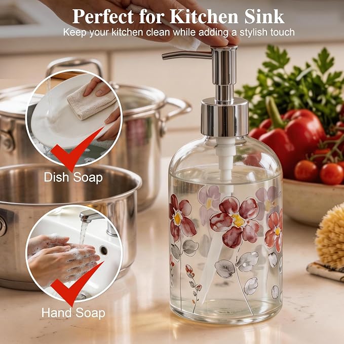 17oz Glass Soap Dispenser with Plastic Pump - Image 9
