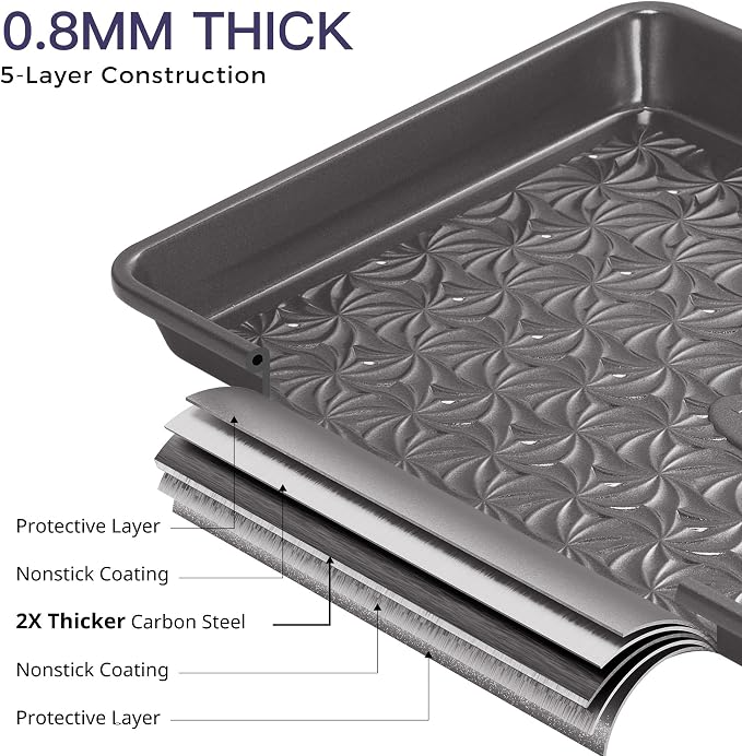 HONGBAKE Nonstick Baking Sheet Pan Set of 3, Cookie Sheets - Image 7
