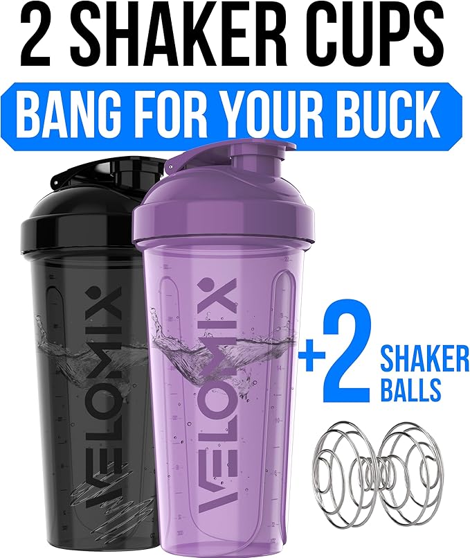 VELOMIX -2 Pack- 28 oz Protein Shaker Bottles - Image 2