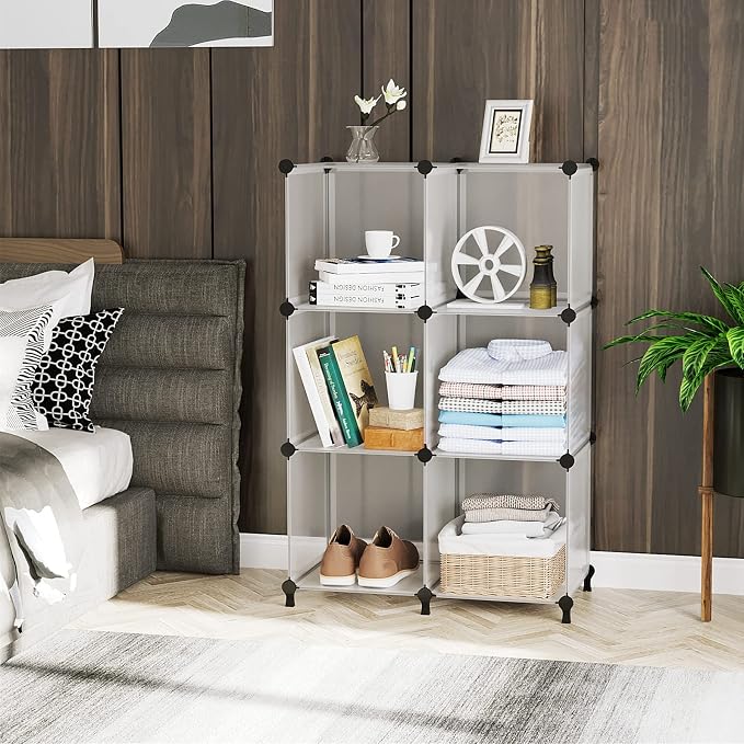 AWTATOS Closet Organizer 6 Cube Closet Storage Shelves DIY Stackable Clothes - Image 5
