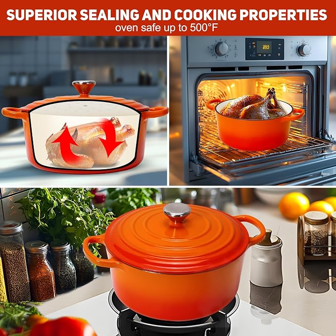 5QT Enameled Cast Iron Dutch Oven - Image 3