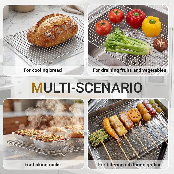 Lounsweer 4 Pcs Cooling Racks, 24L X 16W X 1H Stainless Steel Wire Rack - Image 6