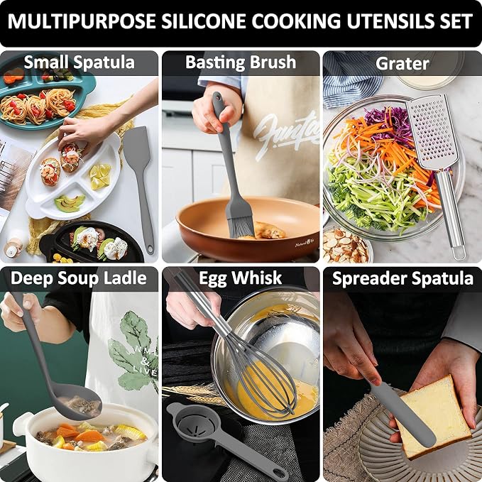 Silicone Kitchen Utensils Set, 16-Piece Silicone Cooking Utensils by Deedro - Image 5