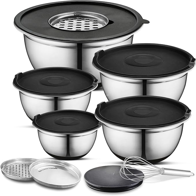 AVADOR Premium Brushed Stainless Steel Mixing Bowls Sets, Space Saving by AVADOR