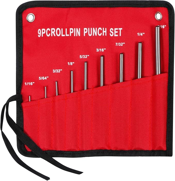 Roll Pin Punch Set with Storage Pouch, 9 Piece Steel Removal Tool Kit - Image 5
