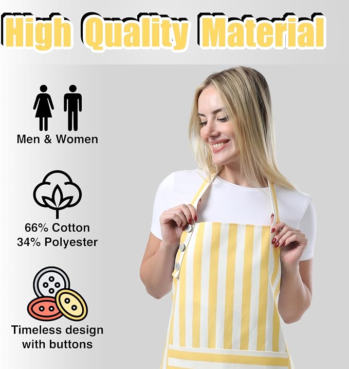 TOSHEX Kitchen Apron Waterdrop Resistant Cotton Apron - Image 2