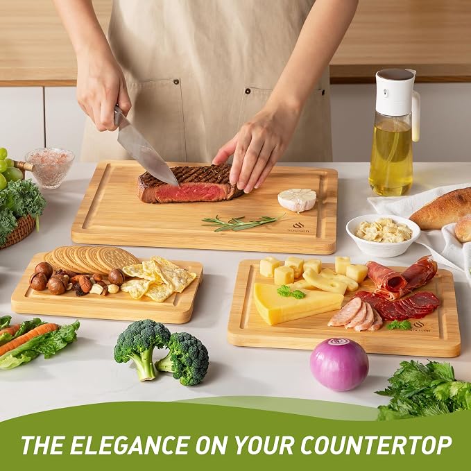Bamboo Cutting Board Set Non Slip Feet Over Sink Kitchen Gadgets Seller 2024 - Image 7