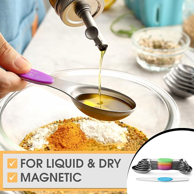 Spring Chef Stainless Steel Magnetic Measuring Spoons Set of 8 - Image 4