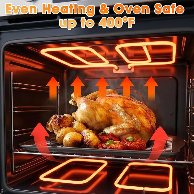 Baking Sheet with Wire Rack, 17 x 12 Inch Nonstick Cookie Sheets Pan Set with - Image 5