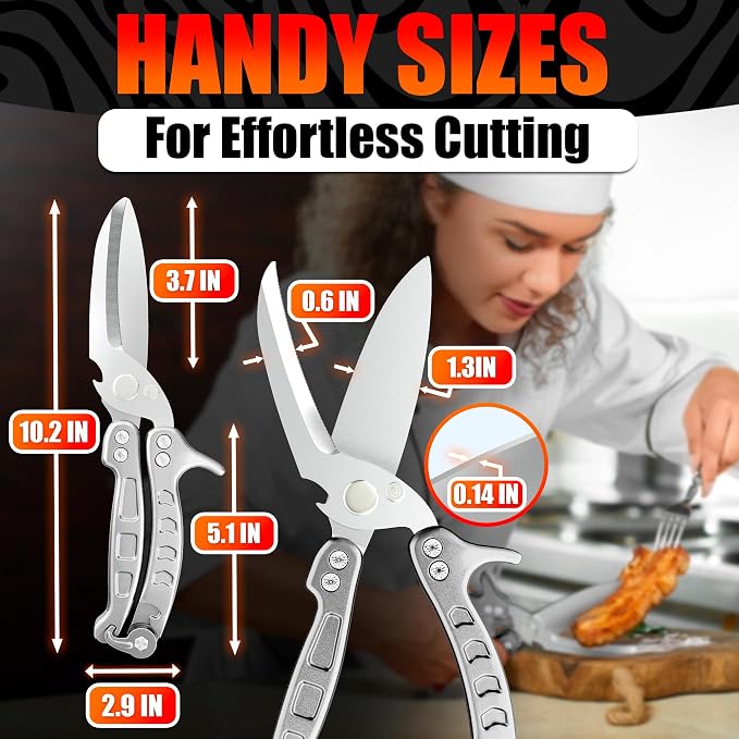 Heavy Duty Poultry Shears – Kitchen Shears Dishwasher Safe, Spring-Loaded - Image 2