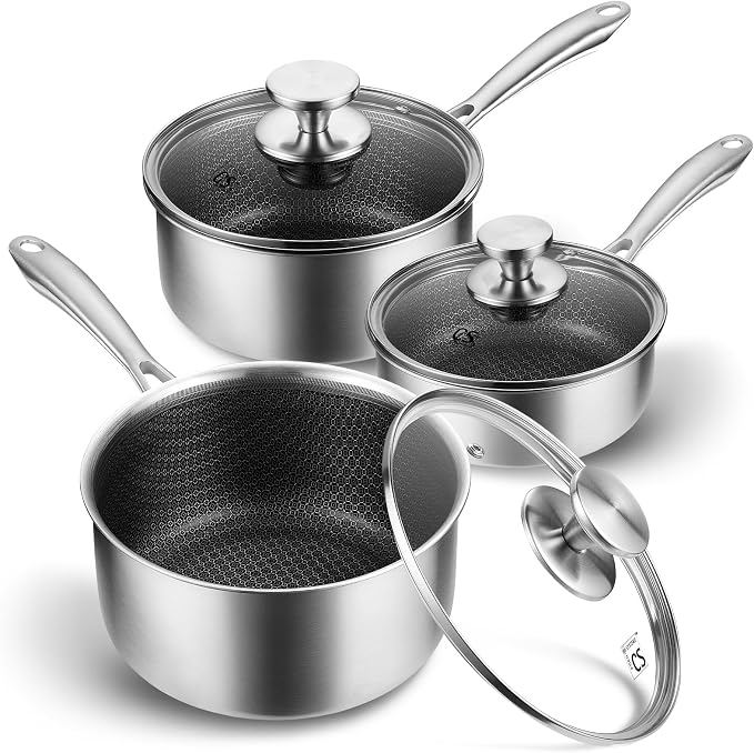 KOCH SYSTEME CS Hybrid Nonstick Stainless Steel Saucepan Set, 6-Piece Triply by KOCHSYSTEMECS