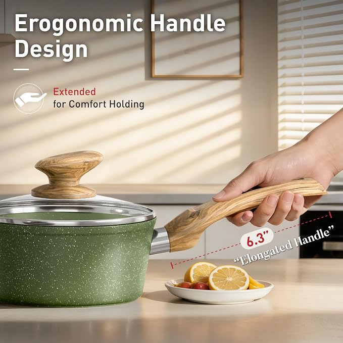 17 Piece Pots and Pans Set Non Stick, Nonstick Induction Granite Kitchen - Image 4