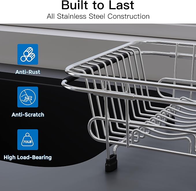 Apartment RV Small Dish Drainer Drying Rack Over The Sink In Stainless Steel - Image 6