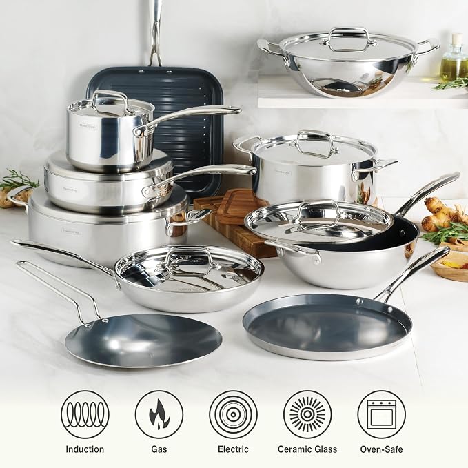 Tramontina Utsava Tri-Ply Clad Stainless Steel 10-Inch Square Grill Pan - Image 5