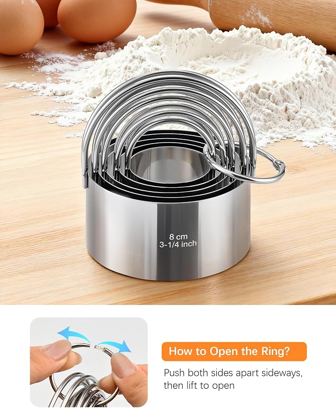 Biscuit Cutter Set with Handle, 5 Piece Stainless Steel Round Cookie Cutter Tool - Image 6
