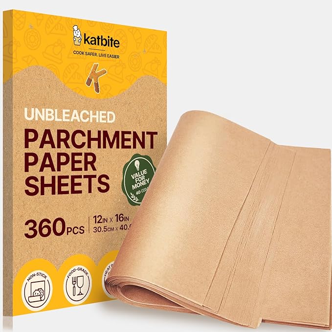Katbite Parchment Paper Sheets 360 PCS, 12x16 Inches Precut Unbleached Baking by katbite