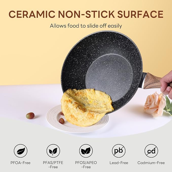 NEWBULIG 17-Piece Nonstick Cookware Set, Non-Toxic Pots and Pans - Image 4