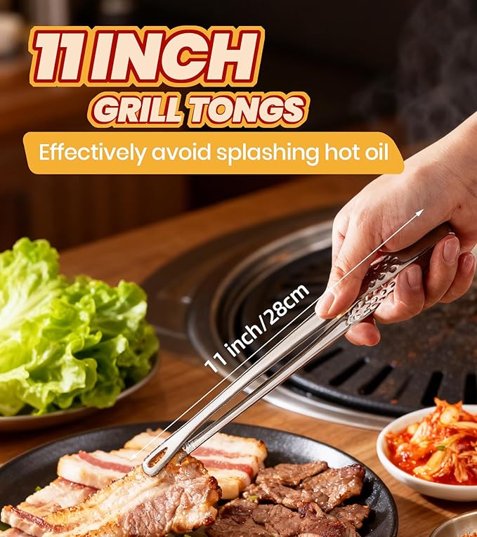 Ugotit 6 Pack Cooking Tongs 11 Inch, Korean BBQ Tongs Stainless Steel Kitchen - Image 2
