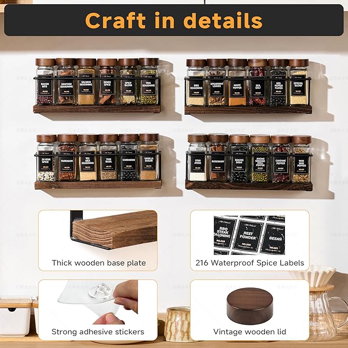 4-Tier Wall Mount Spice Rack Organizer - Image 4