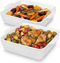 10" Square Ceramic Casserole Dish Set of 2-2.6 Qt Deep Baking Dishes by cikiciki