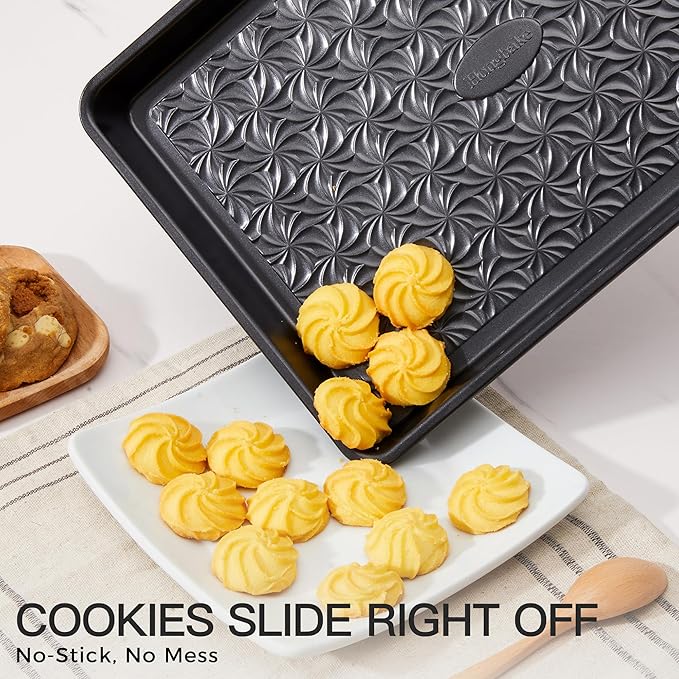 HONGBAKE Nonstick Baking Sheet Pan Set of 3, Cookie Sheets - Image 2