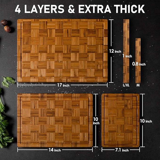Kikcoin Extra Large Bamboo Cutting Boards, Chopping Boards - Image 2