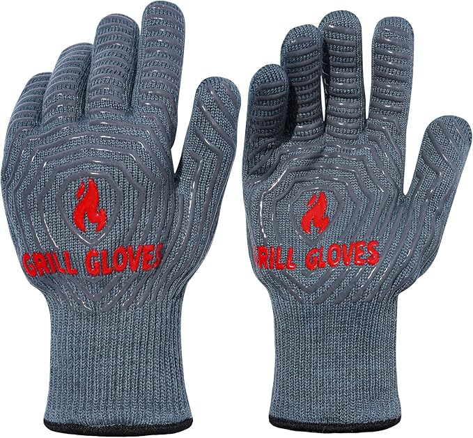 QUWIN BBQ Gloves, Oven Gloves 1472℉ Extreme Heat Resistant, Grilling Gloves by QUWIN