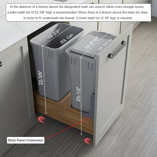 Dowell Double 50Qt Undermount Trash Pull-Out Waste Container - Image 6