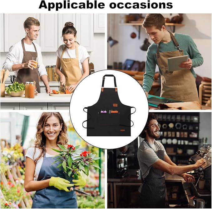 Chef Aprons for Women Men with Pockets, Oil-Repellent & Water-Resistant - Image 7